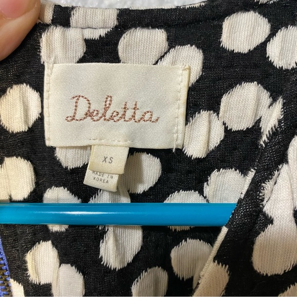 Gorgeous Deletta Anthropolgie Polka Dot Dress V Neck Blue Zipper XS - flaw - Picture 12 of 12